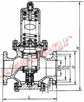 Y42X-16、Y42X-16C 型薄膜式減壓閥外形及結構尺寸示意圖