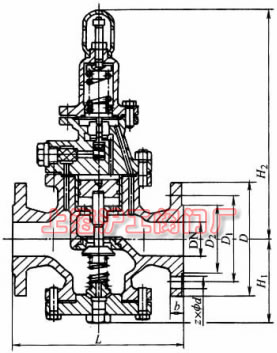 Y43H-16、Y43H-16C、Y43H-16Q 型先導活塞式蒸汽減壓閥外形及結構尺寸示意圖