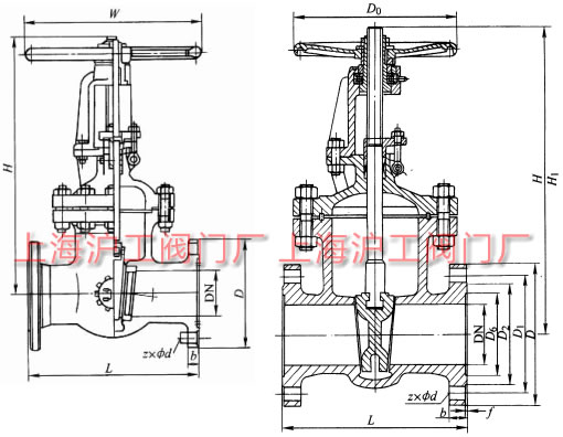 Z41HZ41YZ41W  PN16~PN200 ШʽlyμYߴʾD