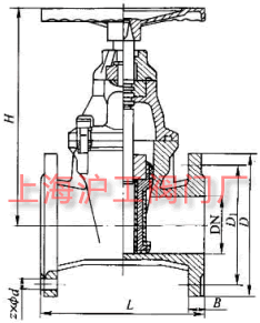 Z40X-10、Z40X-16 型彈性座封閘閥主要外形及結構尺寸示意圖